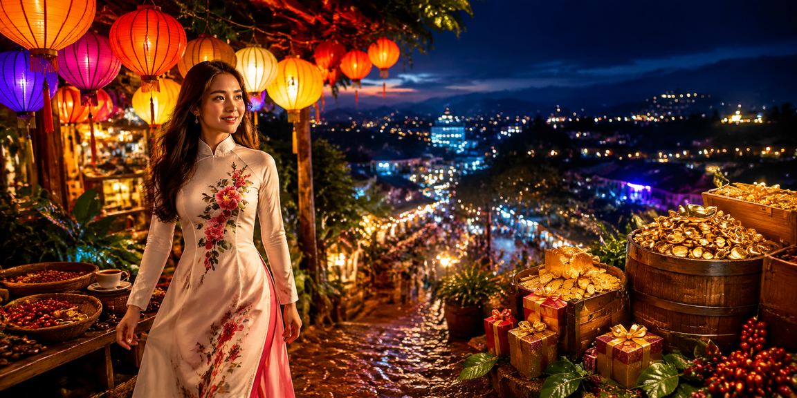 Người dùng tại Đà Lạt thưởng thức cà phê và xem thông tin chính sách bảo mật trên điện thoại